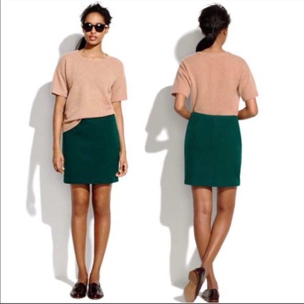 Madewell Emerald Green Wool Courtyard Mini Skirt 0